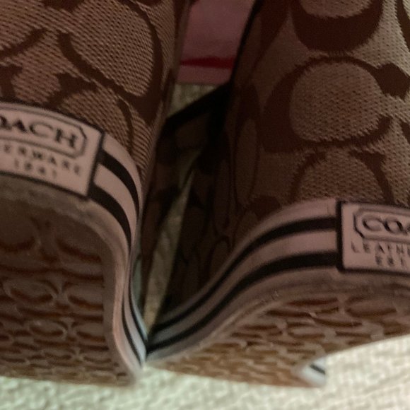 Coach Wedge Sandals Sydney Open Toe Sling Back Size 8 M Signature Design - Picture 5 of 6